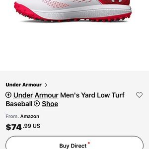 Under Armour Red and White Turf Shoes